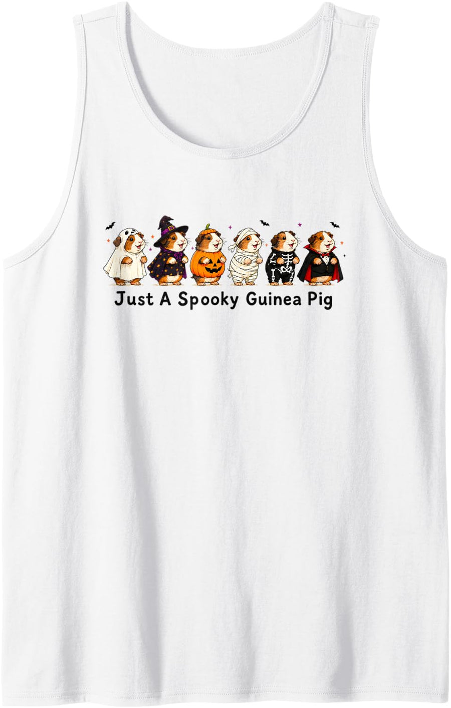 Just Spooky Guinea Pig Lover Halloween Vampire Skeleton Sleeveless Tank Top - White