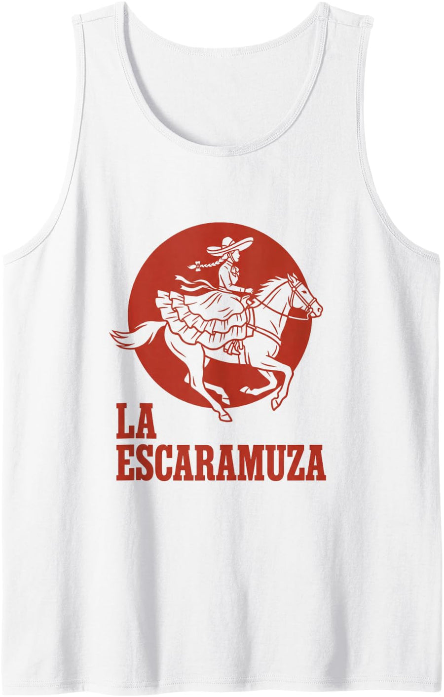 La Escaramuza Retro Mexican Cowgirl Charra Horse Rider Tank Top - White