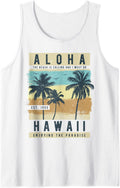 Aloha Hawaii Vintage Hawaiian Oahu Island Retro Surfer Tank Top - White