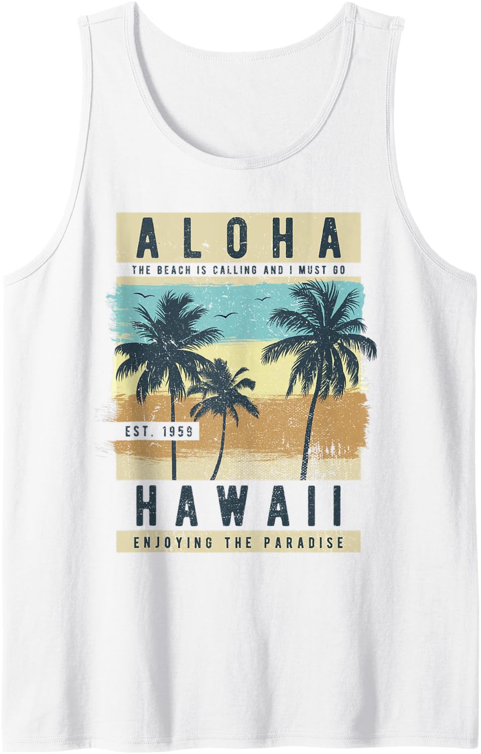 Aloha Hawaii Vintage Hawaiian Oahu Island Retro Surfer Tank Top - White