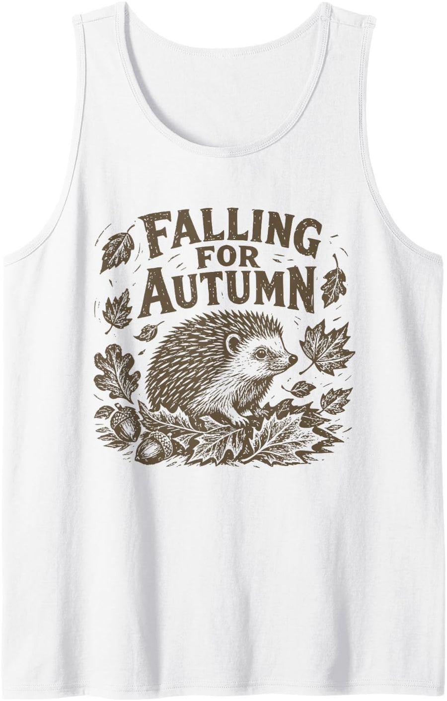 Falling for Autumn Fall Hedgehog Tank Top - White