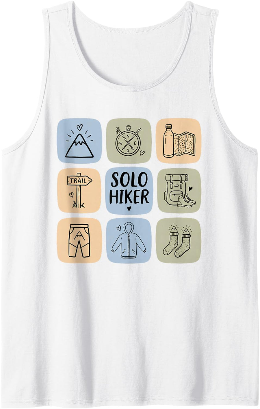 Solo Hiking Trail Trekker Backpacker Hiker Alone Sleeveless Tank Top - White