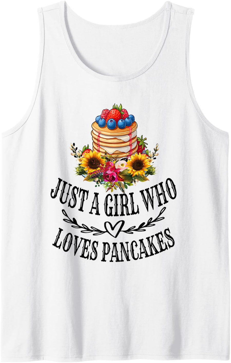 Just a Girl Who Loves Pancakes For Food Lovers Girls Kids Sleeveless Tank Top - White