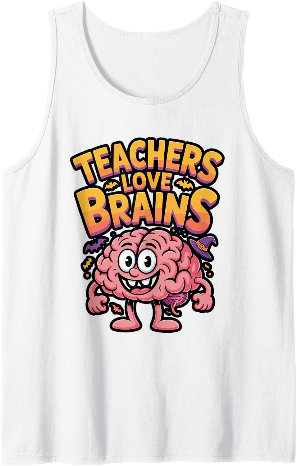 Teachers Love Brains Halloween Classroom Sleeveless Tank Top - White