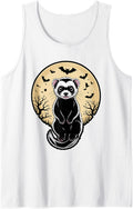 Ferret Halloween Moon Silhouette Sleeveless Tank Top - White