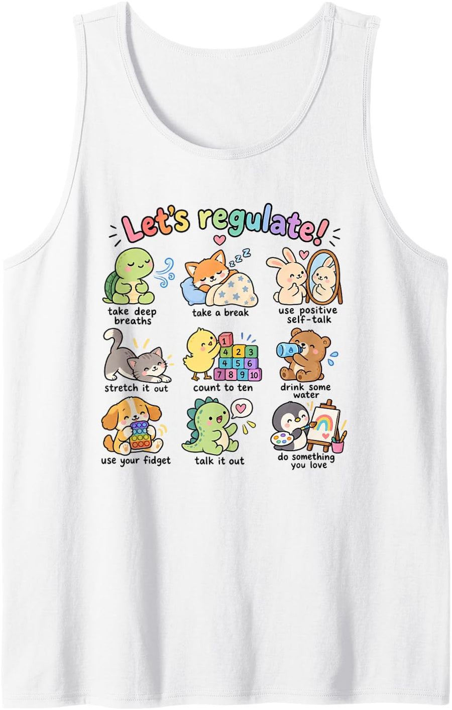 School Counselor SEL Therapist Psychologist Let’s Regulate Sleeveless Tank Top - White