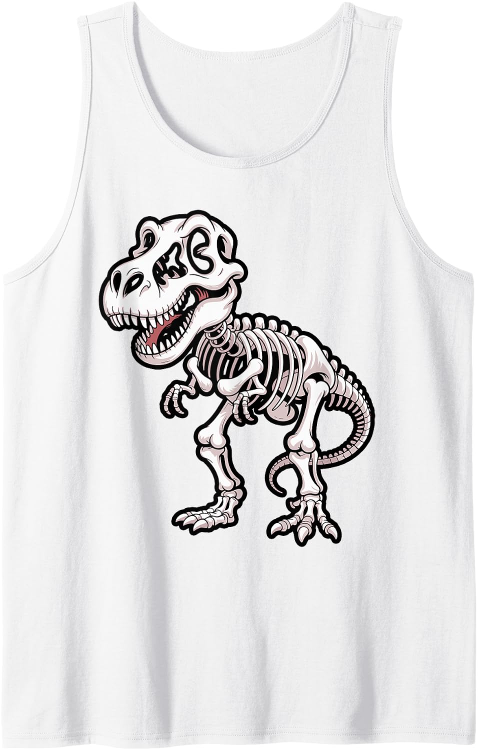 Realistic T-Rex Skeleton Dinosaur Design Sleeveless Tank Top - White