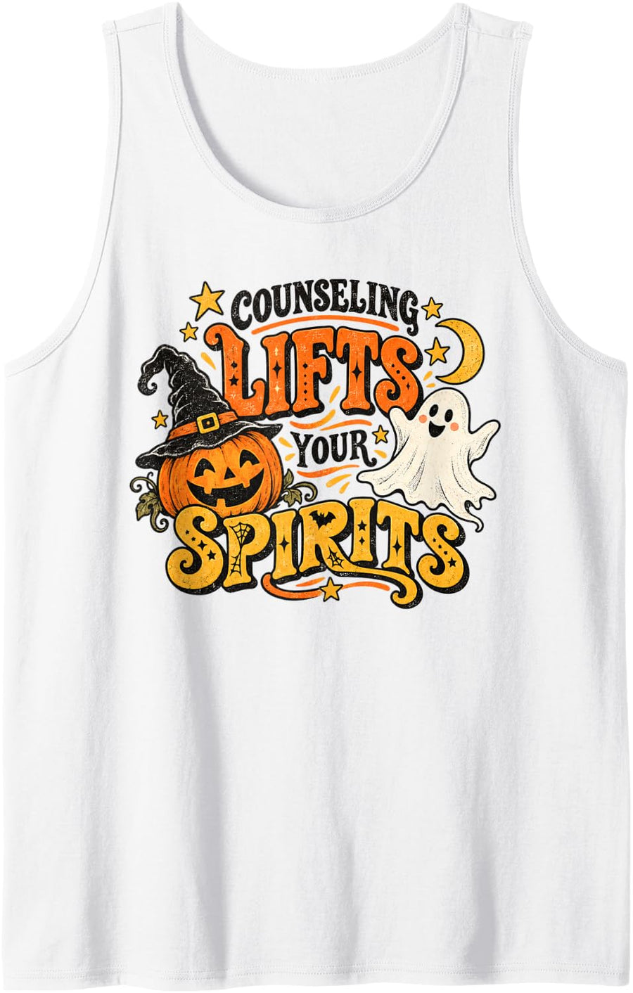 School Counselor Halloween Counseling Lifts Your Spirits Sleeveless Tank Top - White