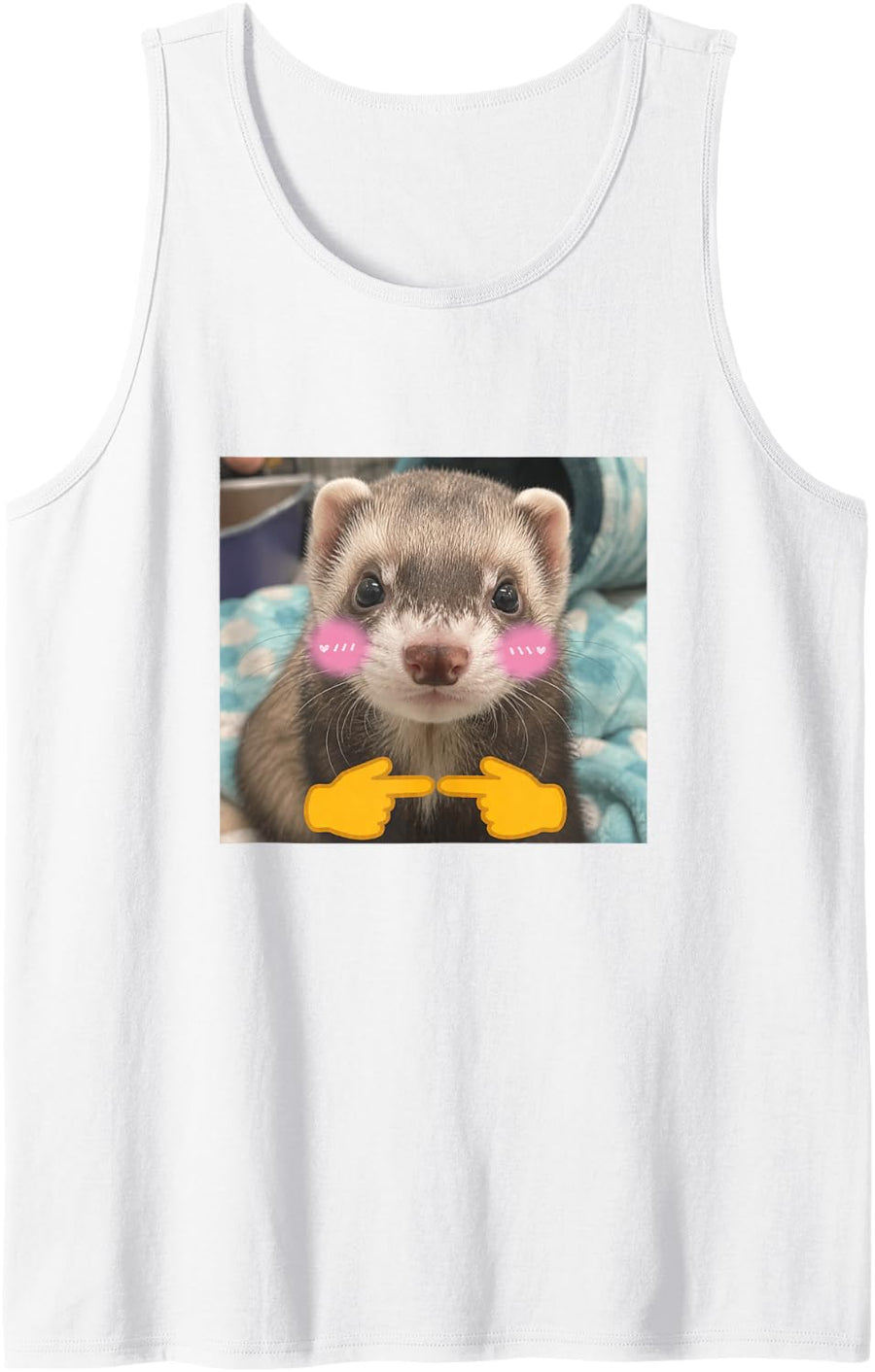 Shy Ferret Cute Animal Meme Sleeveless Tank Top - White