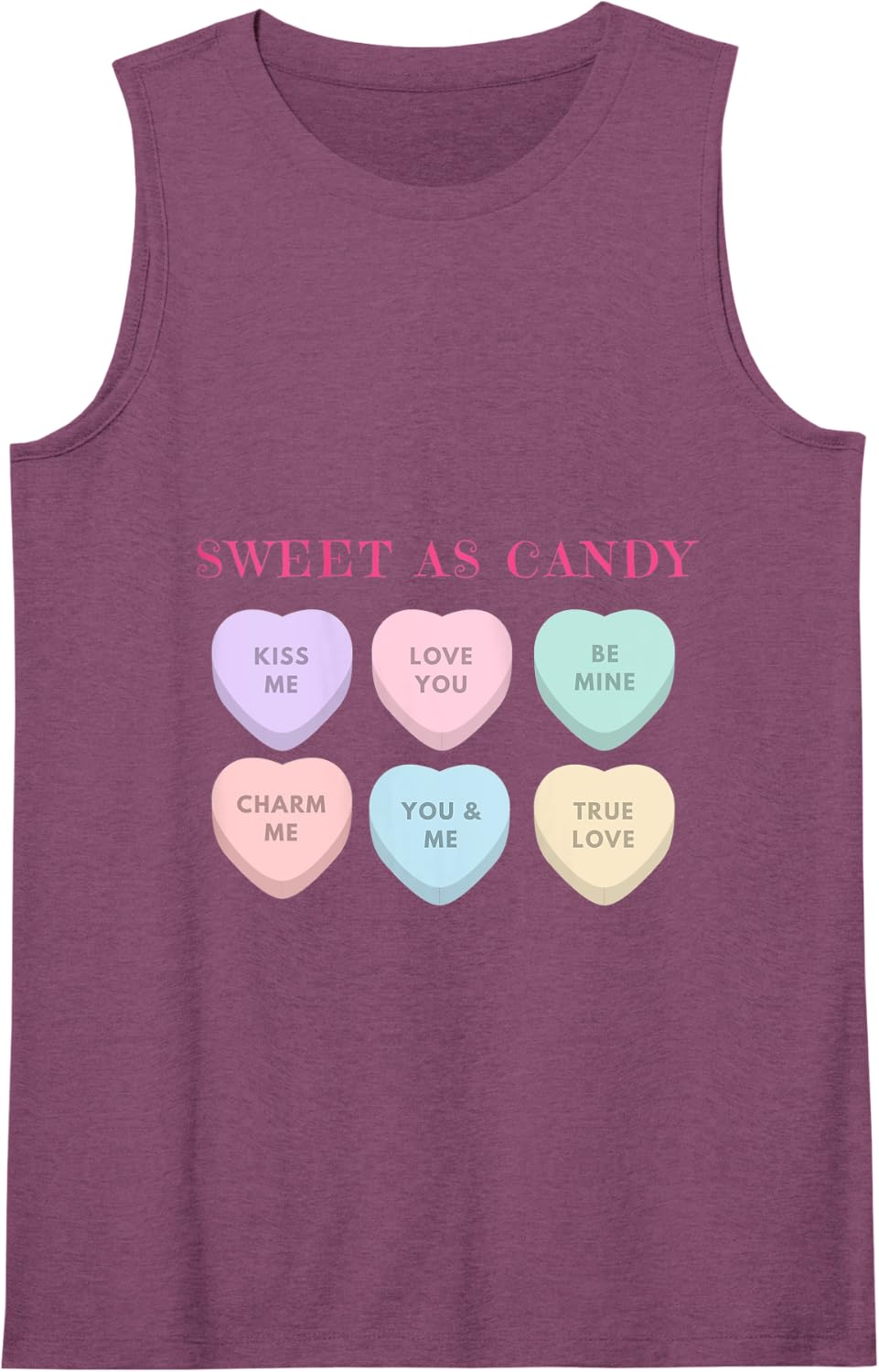 Sweet as Candy Heart Cute Valentines Day Tank Top - Purple