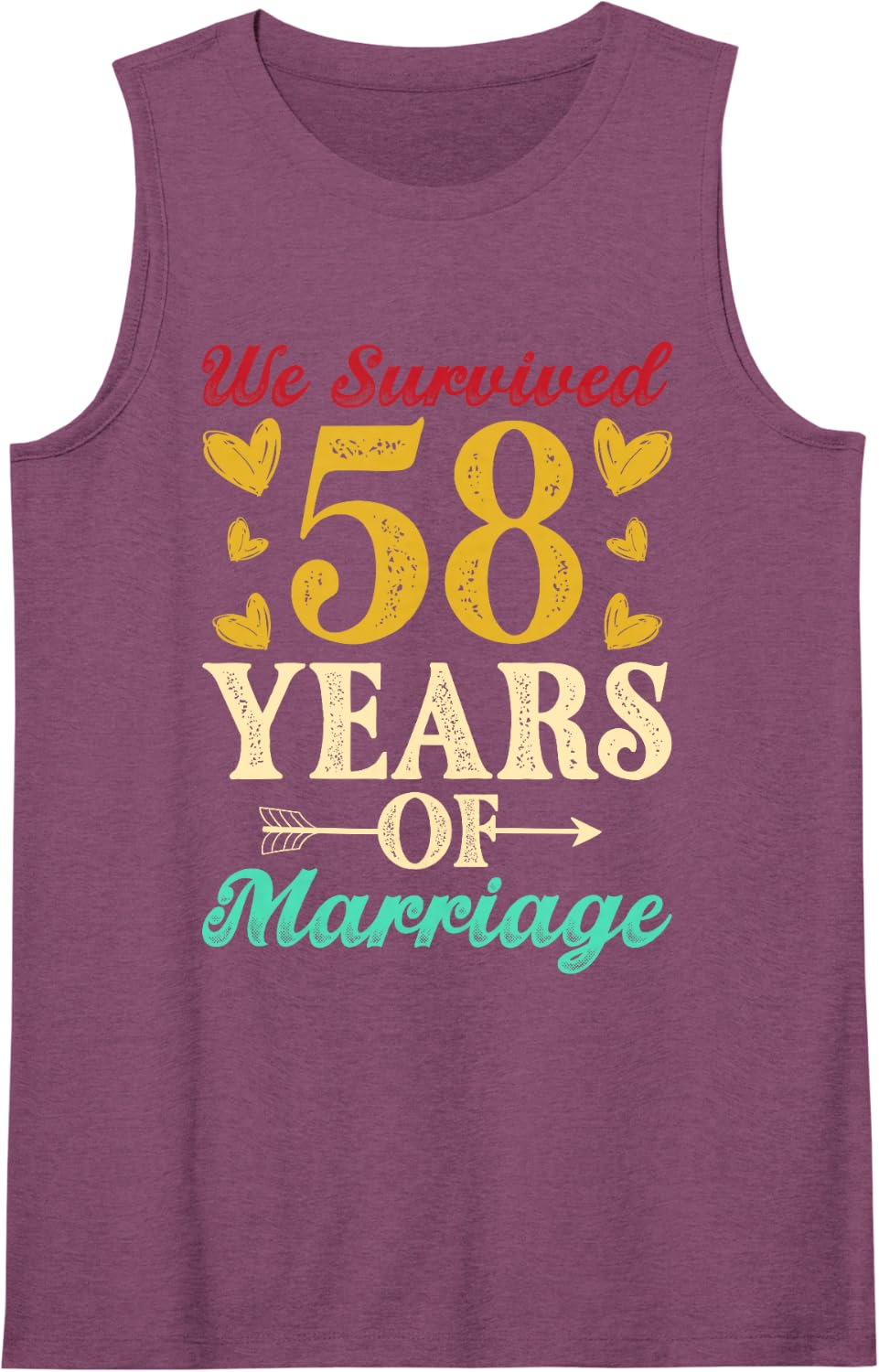 We Survived 58 Years of Marriage 58th Anniversary Wedding Sleeveless Tank Top - Purple