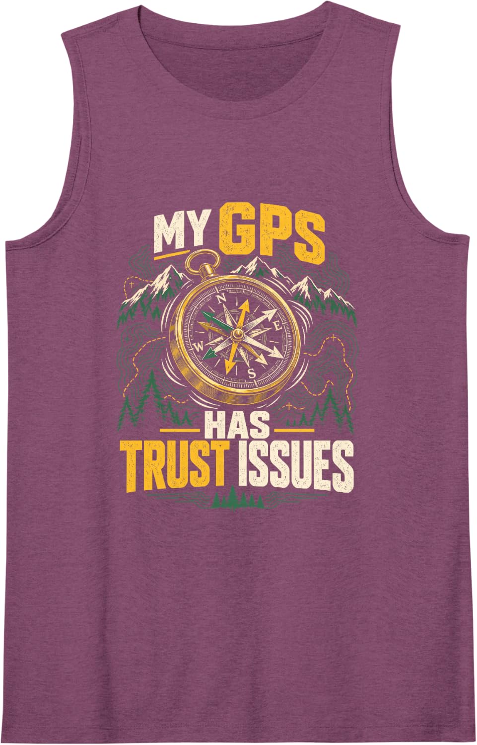 My GPS Has Trust Issues, Outdoor Hiking Mountain Hiker Sleeveless Tank Top - Purple