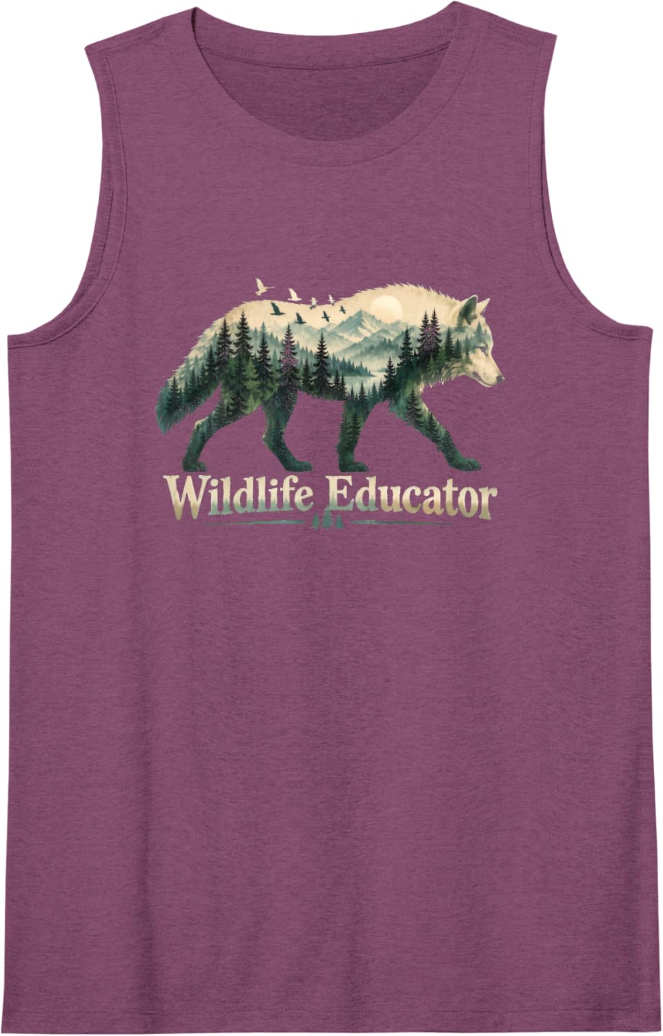 Wildlife Educator Wolf Forest Nature Conservation Sleeveless Tank Top - Purple