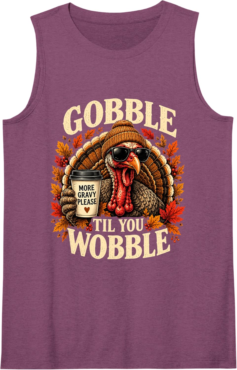 Gobble Funny Thanksgiving Turkey Gravy Sleeveless Tank Top - Purple