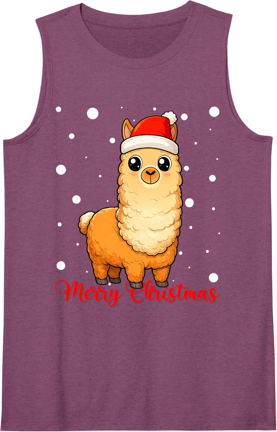 Merry Christmas Santa Hat Cute Alpaca Ugly Xmas Sweaters Tank Top - Purple