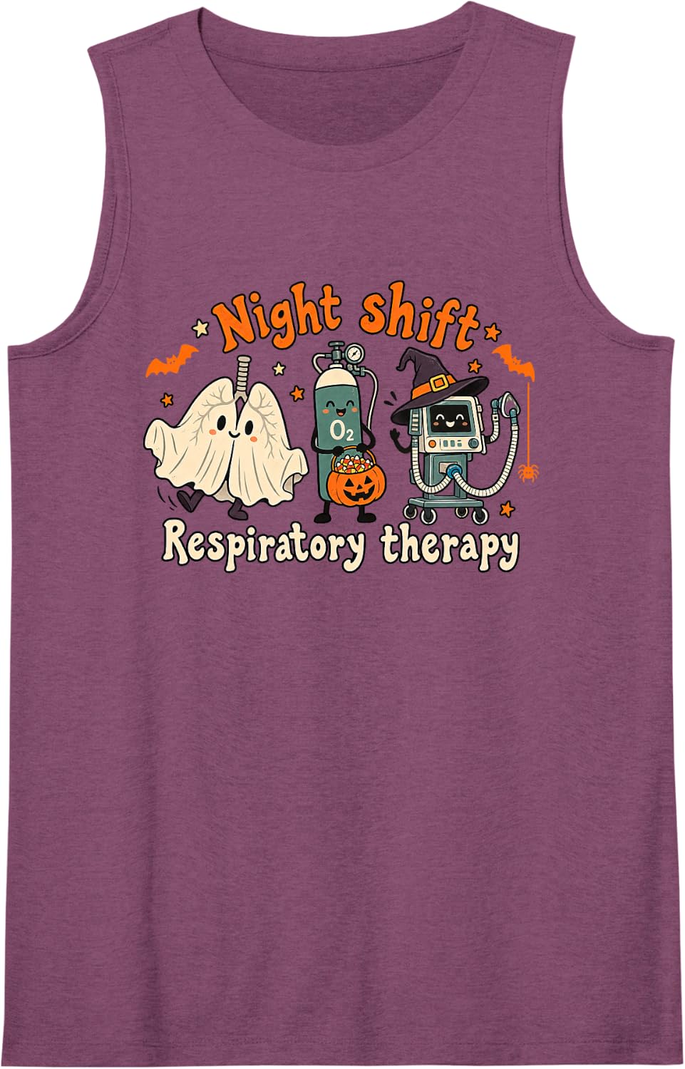 Halloween Respiratory Therapy Night Shift Lung Squad Sleeveless Tank Top - Purple