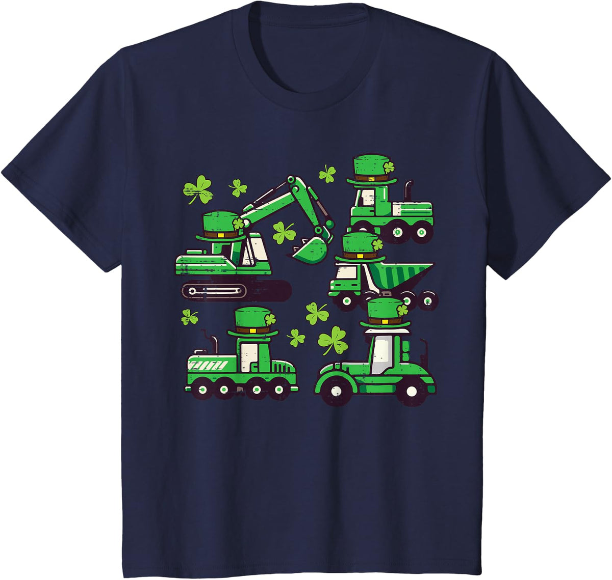 Kids St Patricks Day Construction Saint Pattys Boys Kids Toddler T-Shirt - Navy Blue