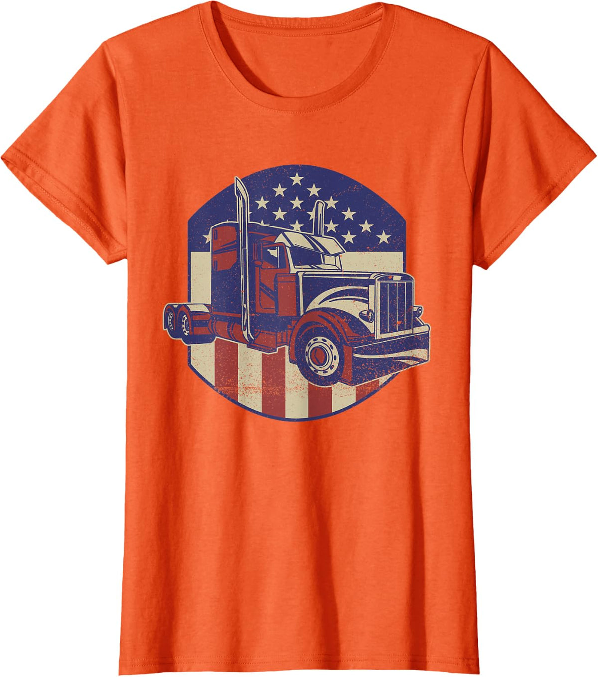 American Truck Driver US Trucker Semi Truck T-Shirt - Orange