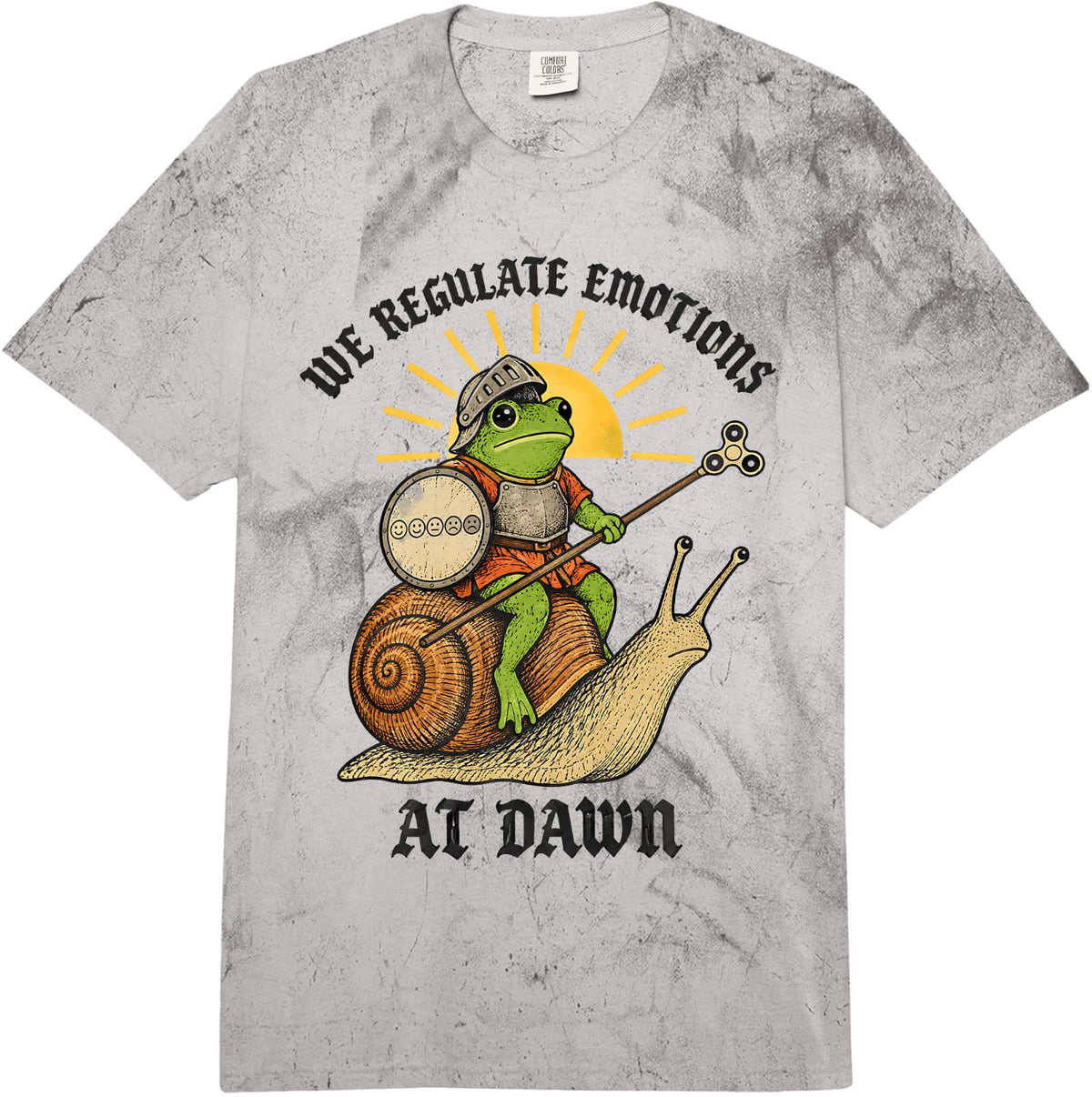 We Regulate Emotions at Dawn Frog Social Worker Comfort Colors Adult Heavyweight T-Shirt - Adult Unisex Grey Tie Dye