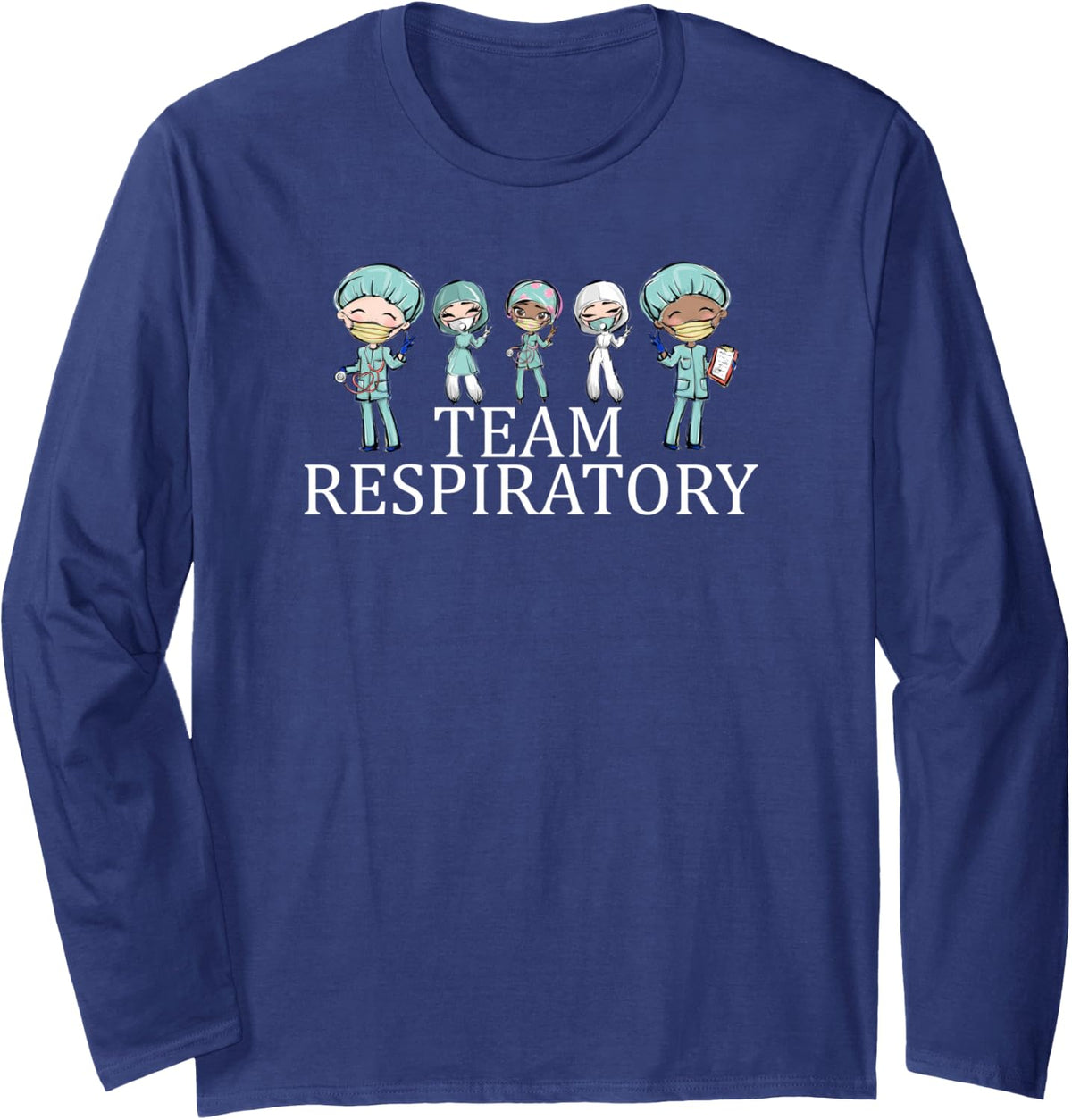 Team Respiratory Therapist Care Week Group Matching Long Sleeve T-Shirt - Adult Unisex Navy Blue