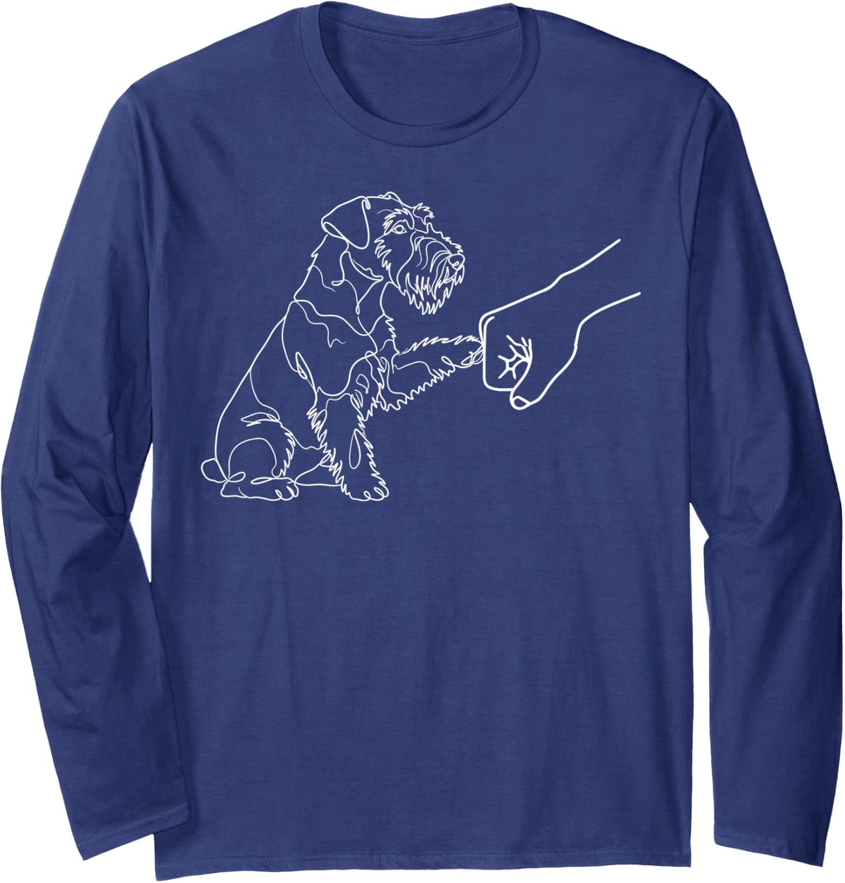 Lakeland Terrier Fist Bump Welsh Terrier Long Sleeve T-Shirt - Adult Unisex Navy Blue