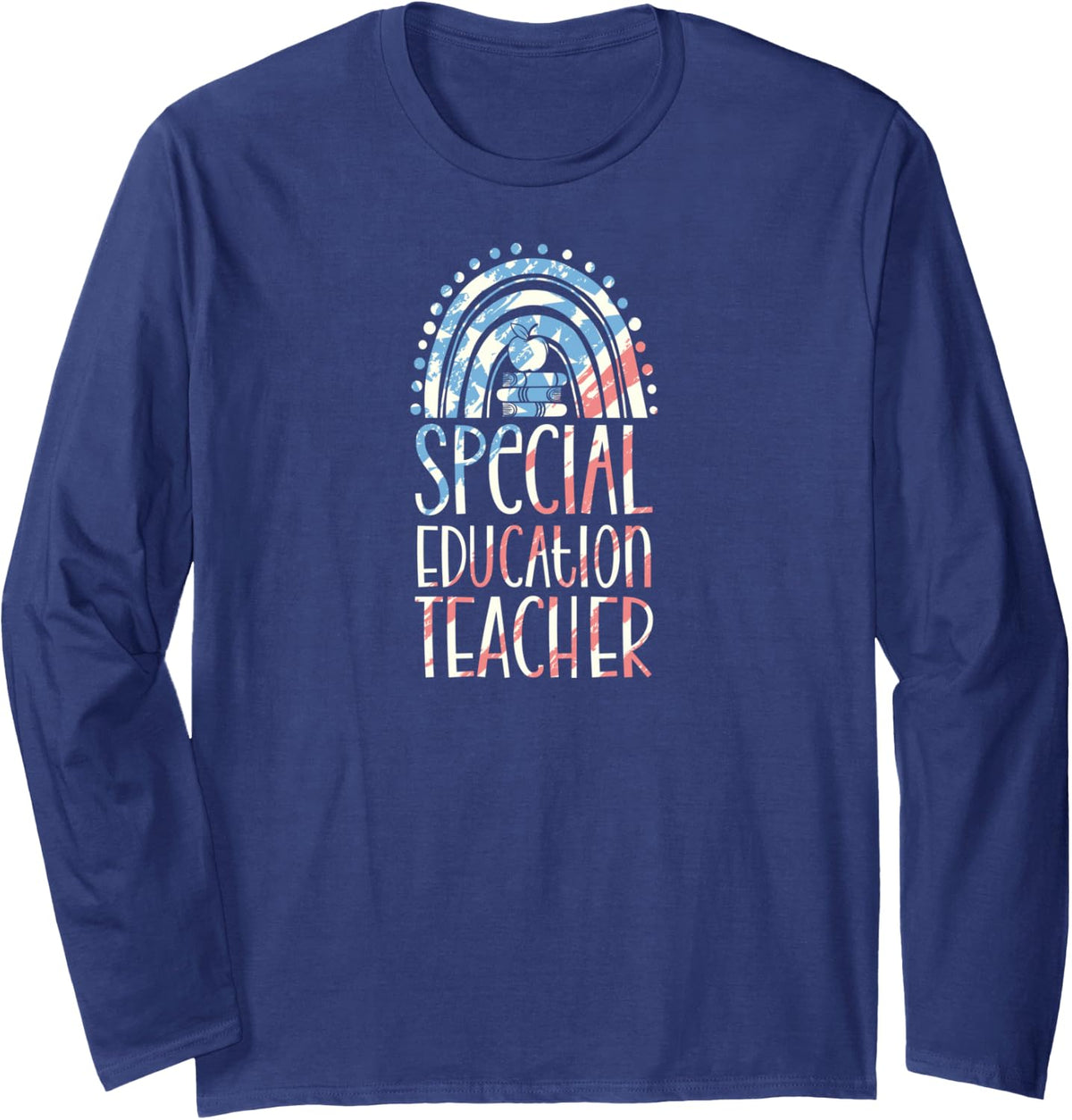 Special Education Teacher Bohemian Rainbow Wholesome Long Sleeve T-Shirt - Adult Unisex Navy Blue
