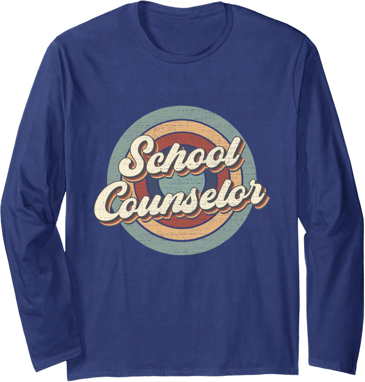 Retro School Counselor Guidance School Counseling Week Long Sleeve T-Shirt - Adult Unisex Navy Blue
