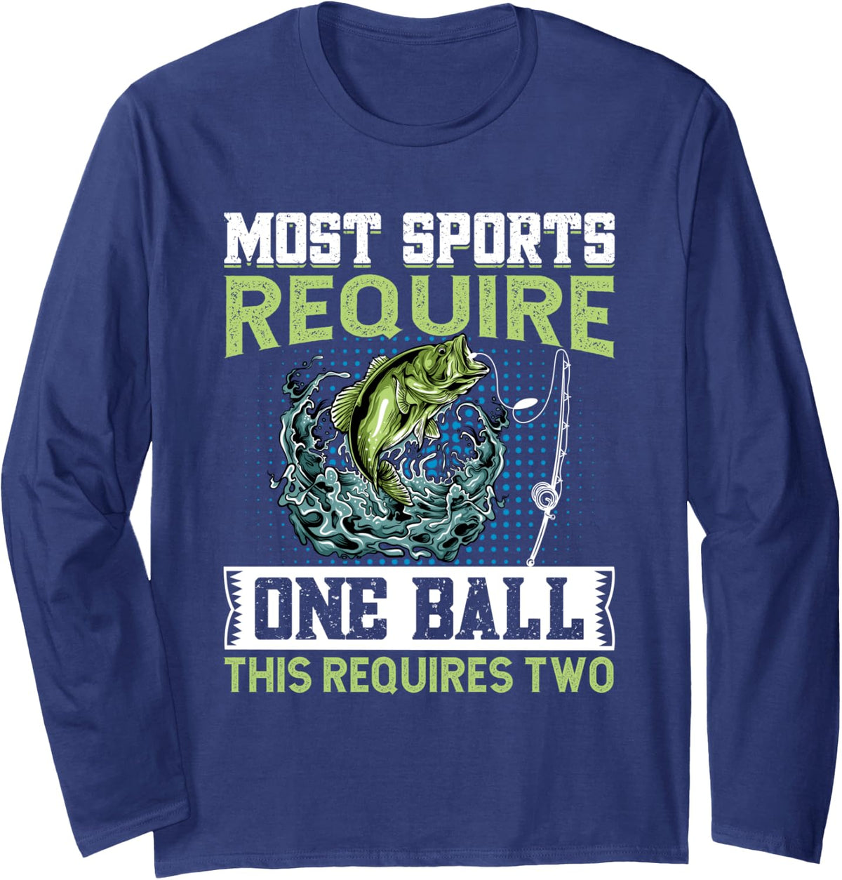 Fishing Kayak Paddling Long Sleeve T-Shirt - Adult Unisex Navy Blue