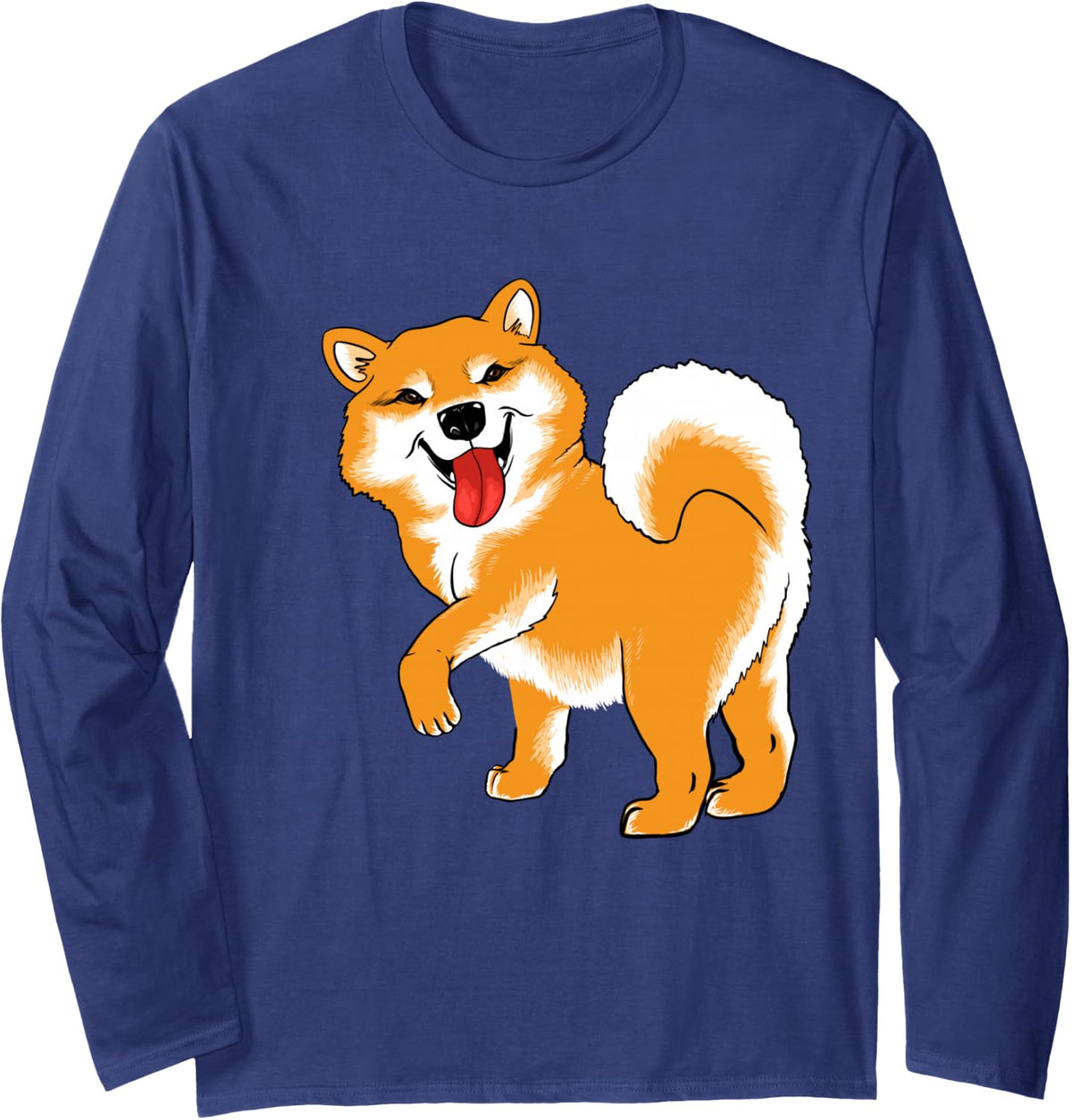 Cute Shiba Inu Owner Dog Lover Gift Long Sleeve T-Shirt - Adult Unisex Navy Blue