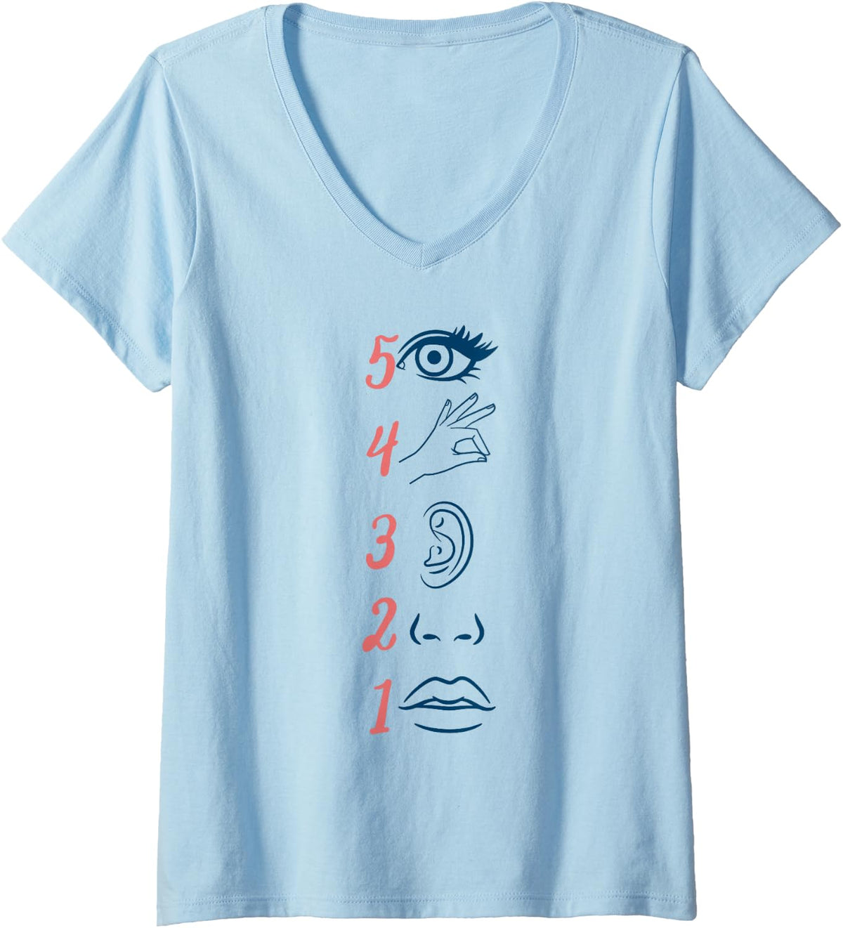 Women's GROUNDING Reminder Mental Health School Psychologist V-Neck T-Shirt - Baby Blue