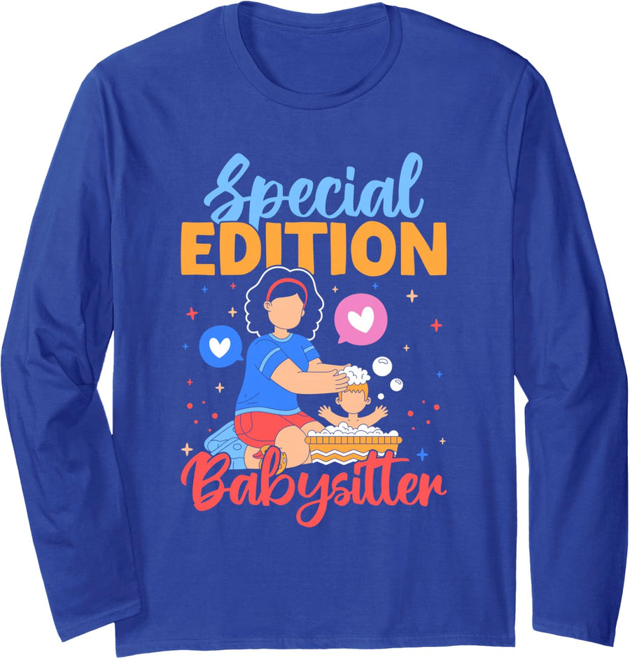 Daycare Special Edition Babysitter Nanny Long Sleeve T-Shirt - Adult Unisex Royal Blue