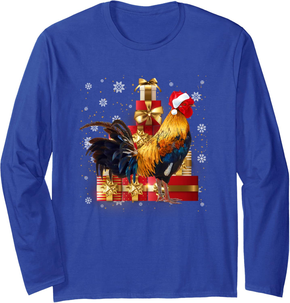 Farm Ugly Christmas Chicken Lovers Chicken Farmers Long Sleeve T-Shirt - Adult Unisex Royal Blue