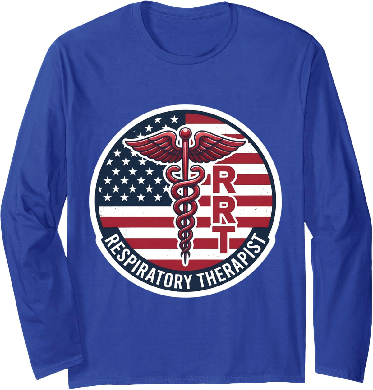 American Respiratory Therapist Pulmonary Care Lungs RRT USA Long Sleeve T-Shirt - Adult Unisex Royal Blue