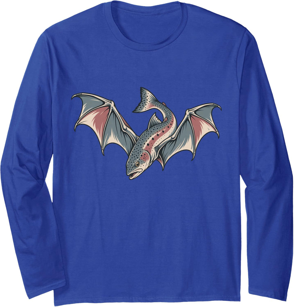 Trout Vampire Halloween Fish Fly Fishing Long Sleeve T-Shirt - Adult Unisex Royal Blue