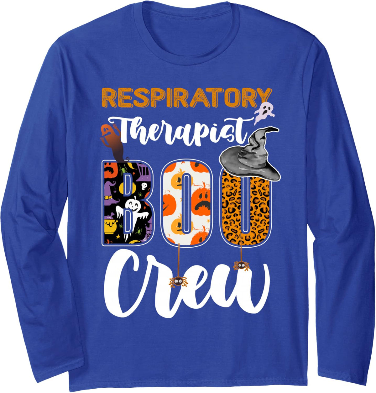 Respiratory Therapist Boo Crew Halloween Costume Matching Long Sleeve T-Shirt - Adult Unisex Royal Blue