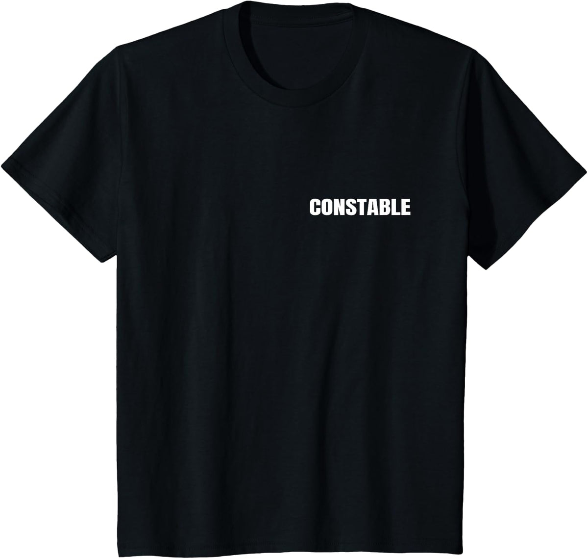 Constable WHITE FRONT AND BACK PRINT Both Sides On Duty Gear T-Shirt - Black