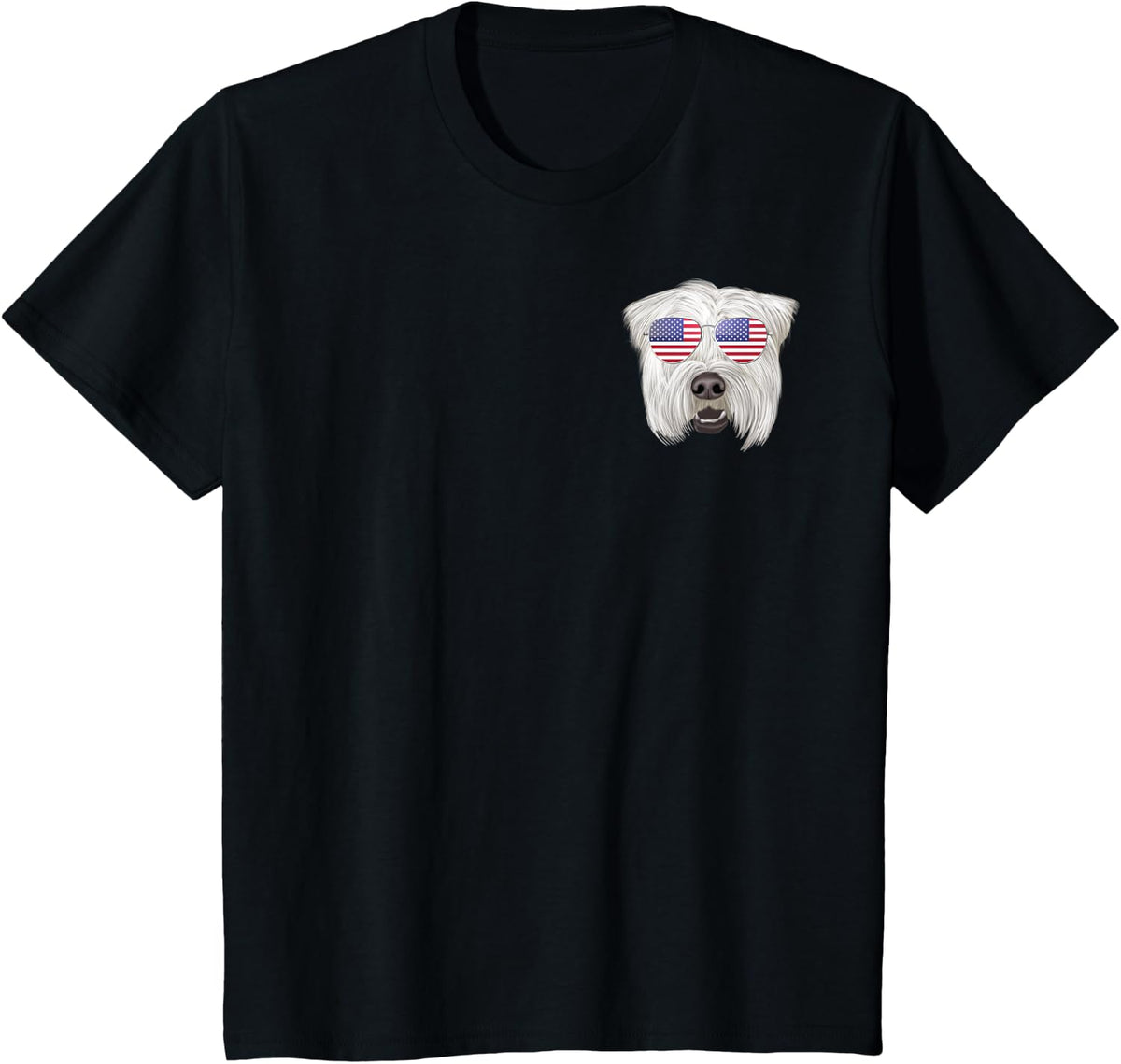 American Flag Soft Coated Wheaten Terrier Dog America Pocket T-Shirt - Black