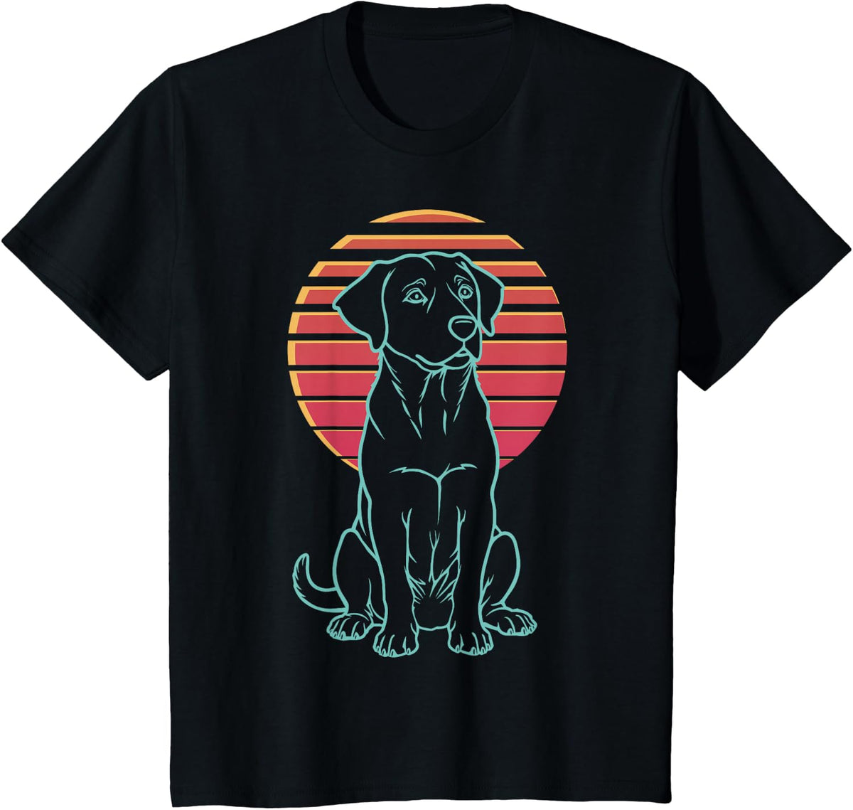 Labrador Retriever Lover Dog Owner Retro Synthwave 80s Tee T-Shirt - Black