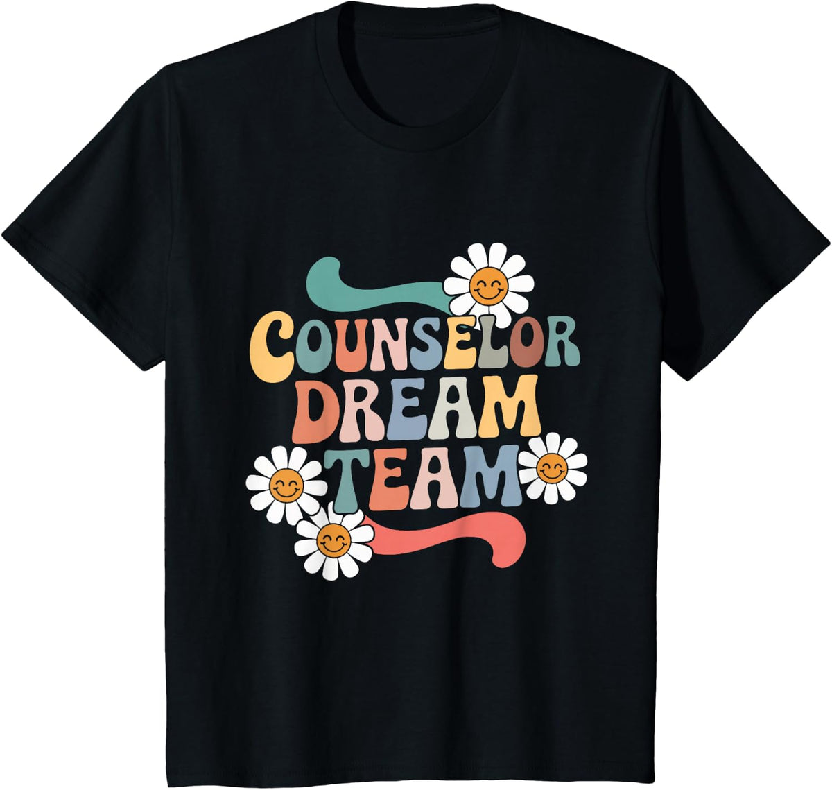 Counselor Dream Team Retro Back To School Counselor Squad T-Shirt - Black