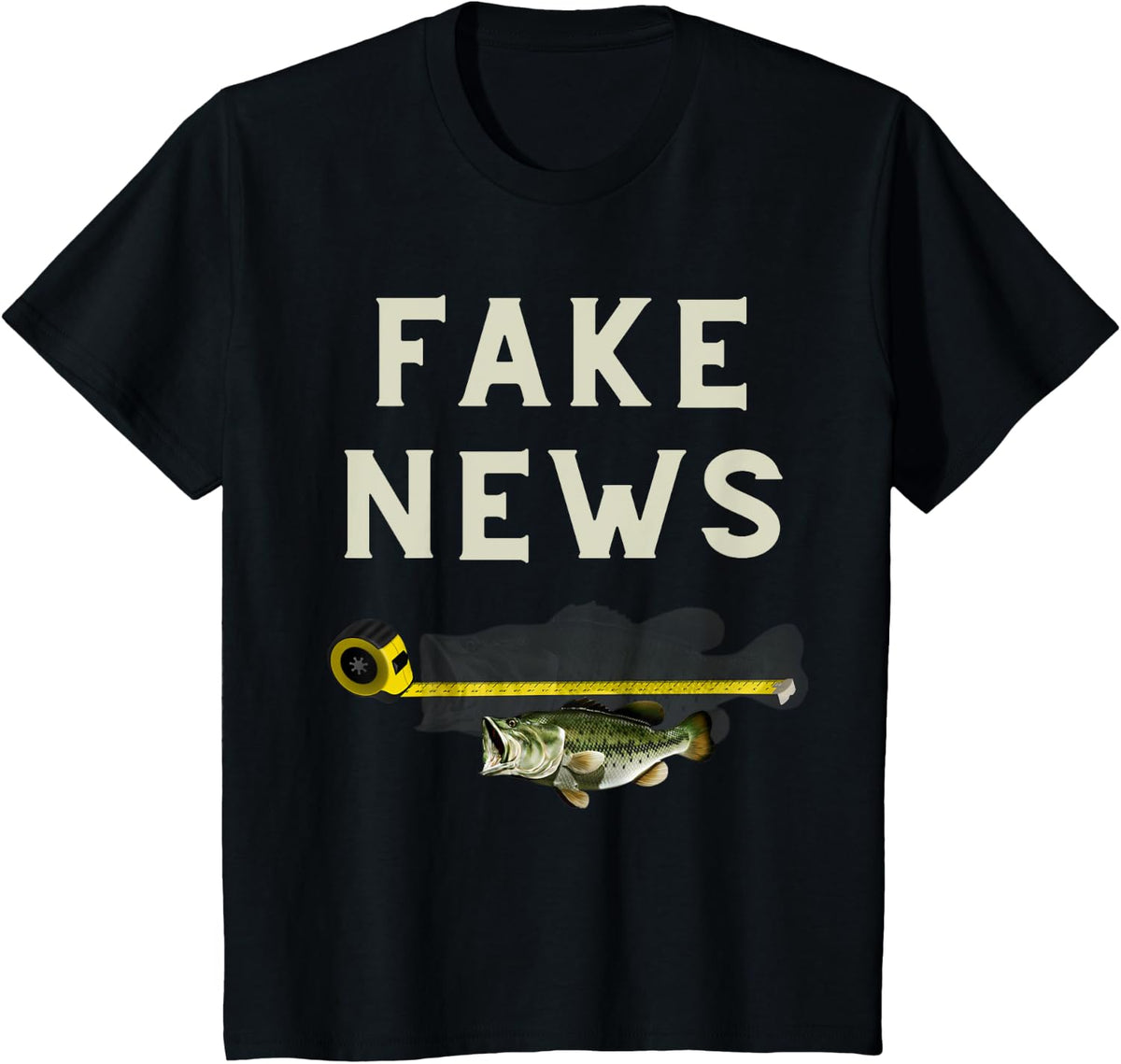 Funny Fake News large mouth bass fishing design T-Shirt - Black
