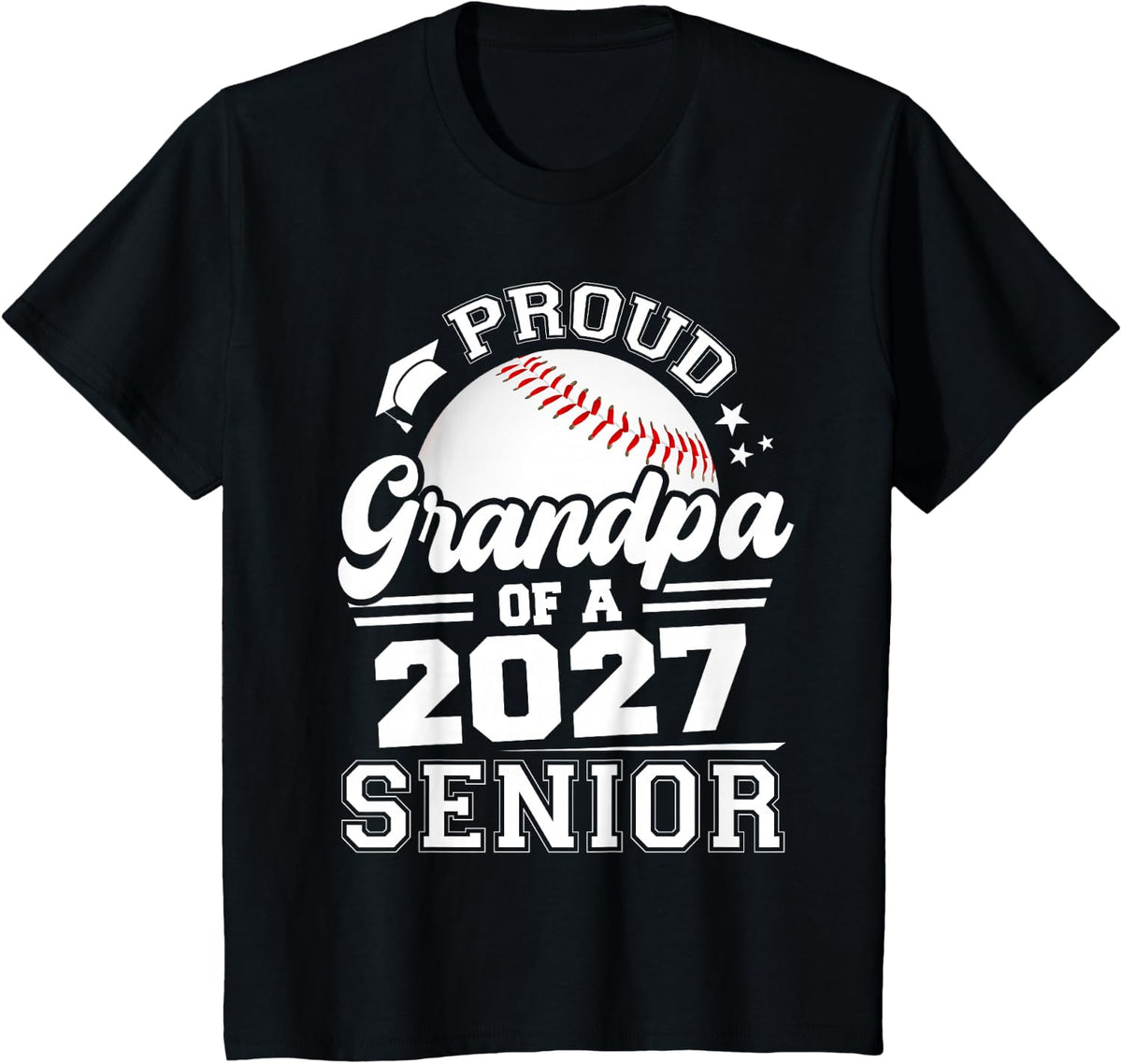 Proud Grandpa of A 2027 Senior Baseball Graduate Graduation T-Shirt - Black