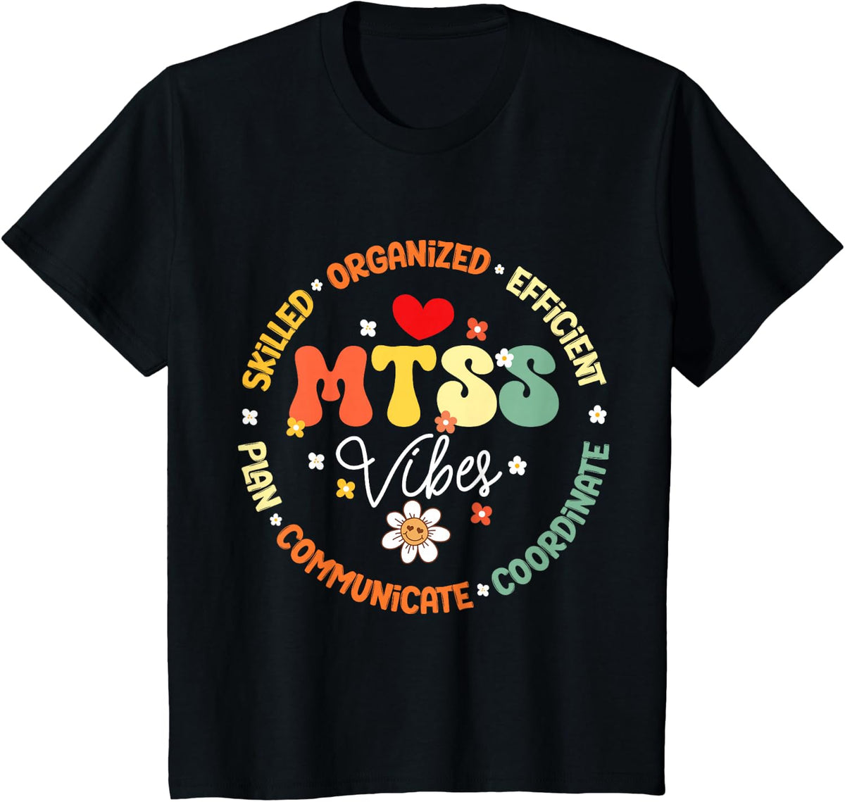 Groovy MTSS Vibes School Counselor Tees School Psychologist T Shirts - Black