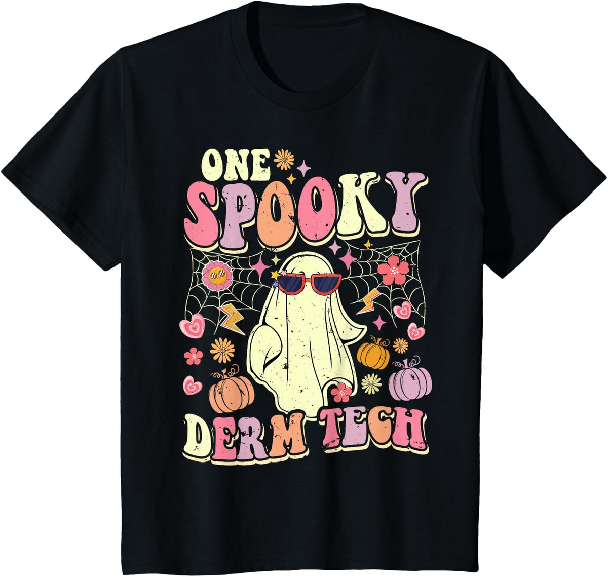 One Spooky Derm Tech Halloween Ghost Dermatologist T-Shirt - Black