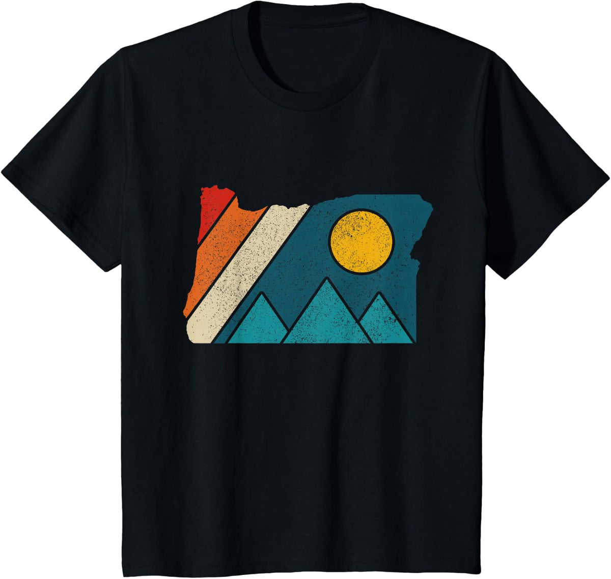 Oregon Vintage State Map Mountains Hiking Nature Pride Gift T-Shirt - Black
