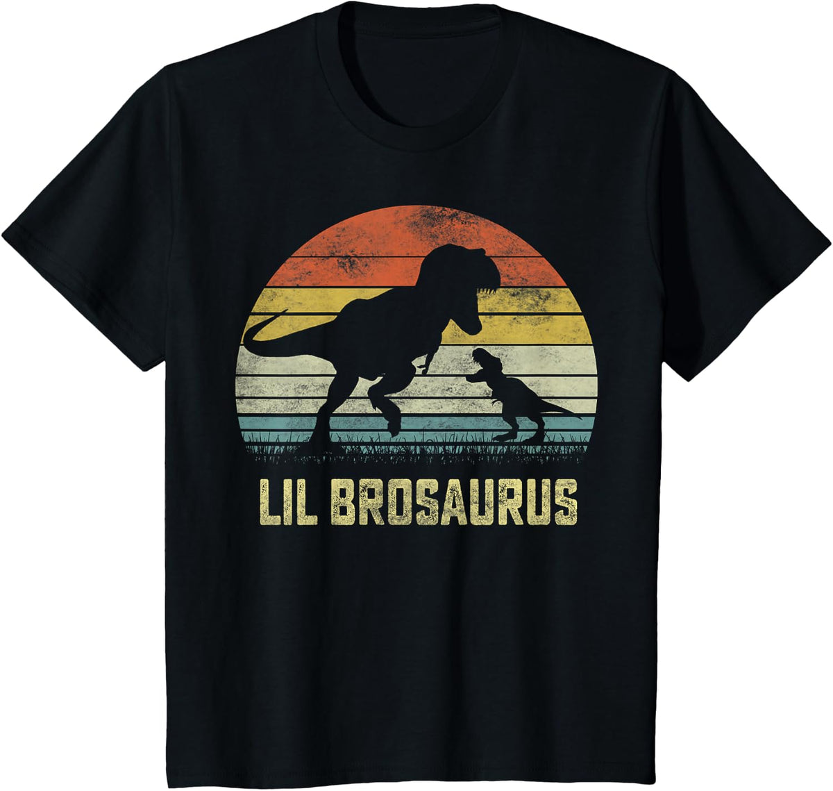 Lil Brosaurus T Rex Dinosaur Lil Bro Saurus Family Matching T-Shirt - Black