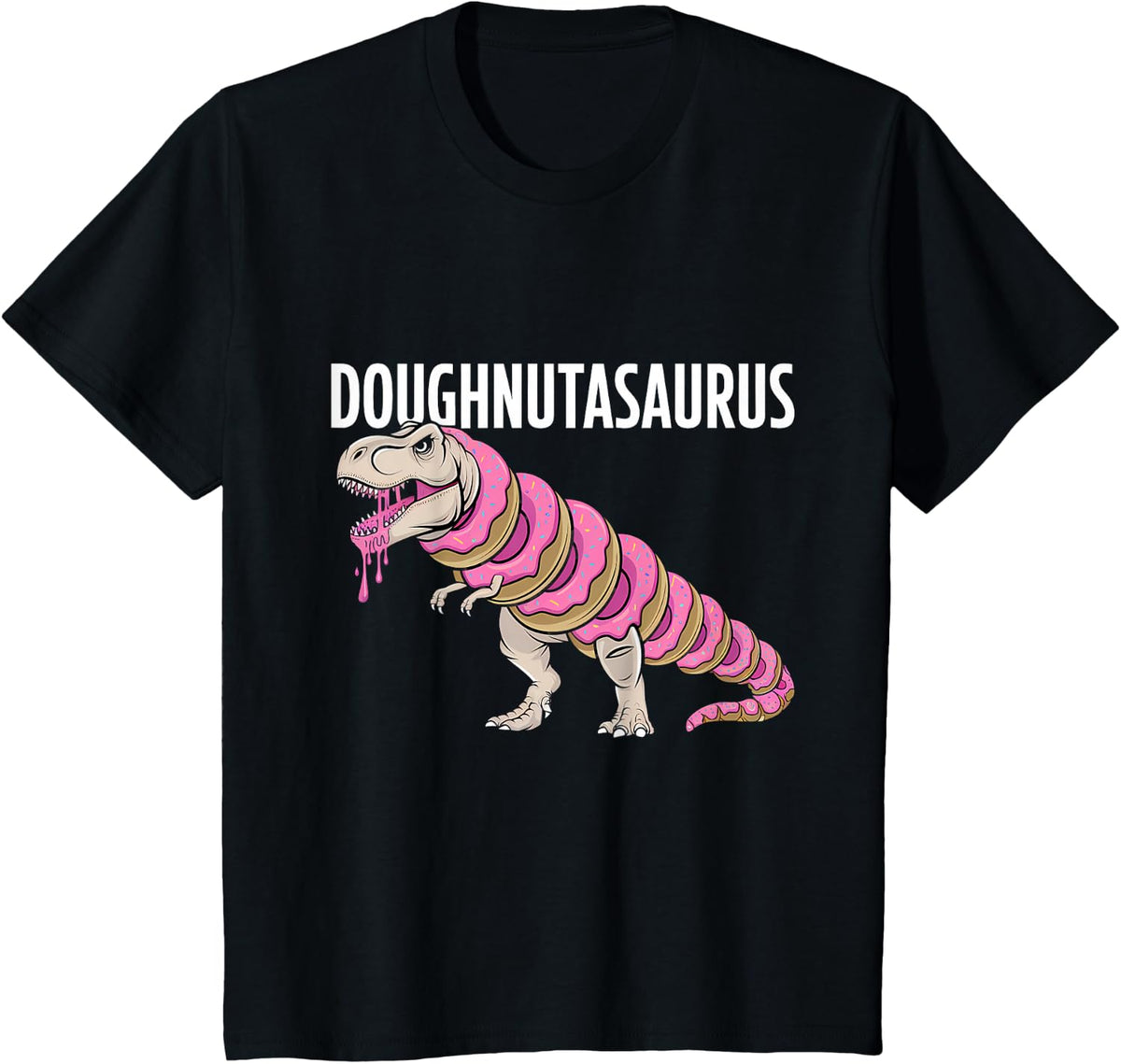 Doughnut Dino T-Rex Baking Donut Lover T-Shirt - Black