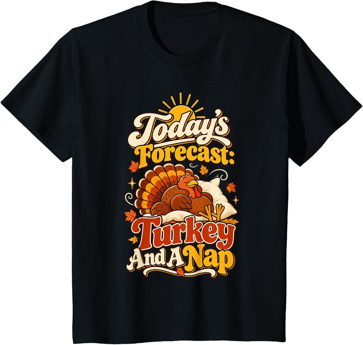 Sleepy Turkey Nap Lover Food Coma Retro Funny Thanksgiving T-Shirt - Black