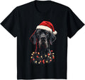 Great Dane Santa Hat Christmas Lights Funny Festive Xmas Dog T-Shirt - Black