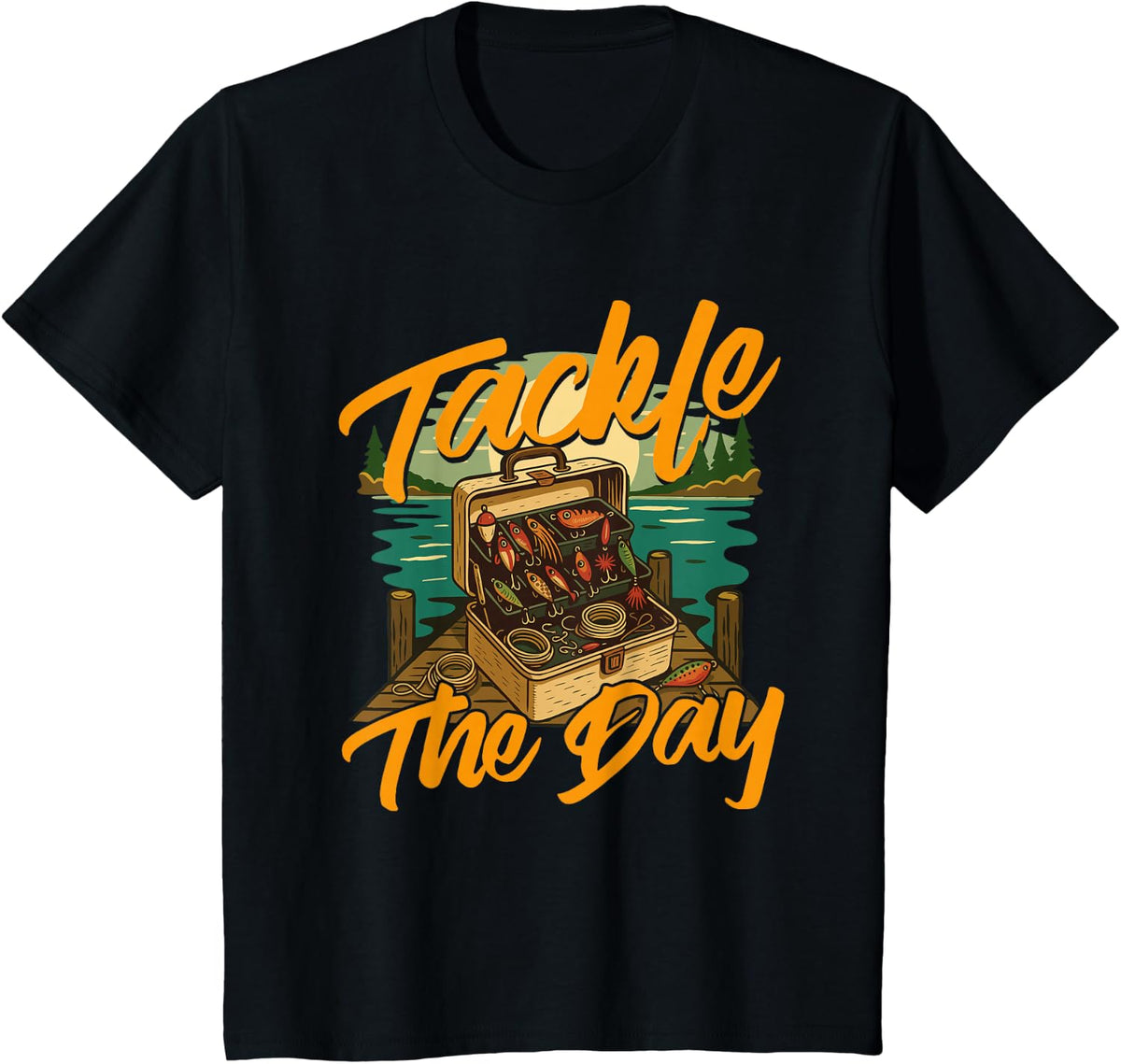 Tackle The Day - Fishing Lover Fisherman Angler Angling T-Shirt - Black