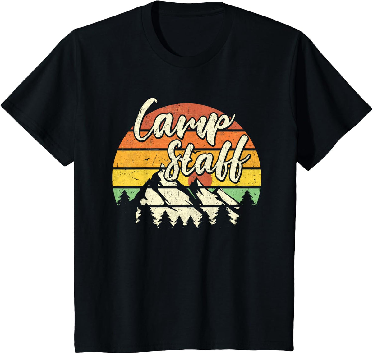Camp Staff Outdoor Sunset Summer Camping T-Shirt - Black